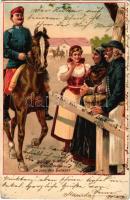 1899 Szülők öröme / Austro-Hungarian K.u.K. military art postcard with hussar. Kosmos litho (EK)