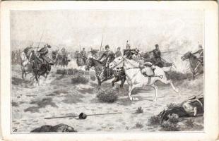 Katonai művészlap A. M. Vállas verse. Koch &amp; Werner / military art postcard