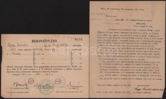 cca 1940 Szege Sándor légoltalmi anyaga (légoltalmi kiképzés határozat, bizonyítvány, stb.)