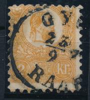 1871 Kőnyomat 2kr képbe fogazva, ovális "GY(ŐR) / RAA(B)" bélyegzéssel (min. 35.000) (halvány folt / light spot)