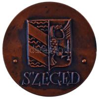1970-1980 k. Kétoldalas bronz emlékérem, egyik oldalán Szeged város címere, másikon a Belvárosi híd ...
