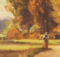 Jelzés nélkül: Hazafelé. Olaj, vászon, dekoratív fakeretben, 49,5×70 cm