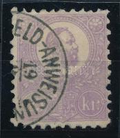 1871 Kőnyomat 25kr ibolya, a bal alsó sarka javított, "(G)ELD-ANWEISUN(G)" ( 85.000)