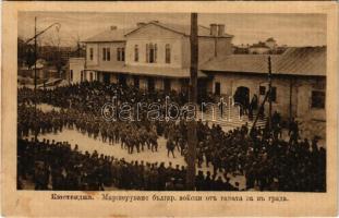 1919 Constanta, Konstanca; WWI military, Bulgarian troops marching trough the city (fl)