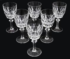 Ólomkristály talpas pohár garnitúra, 6 darab, hibátlan, m: 14,5 cm