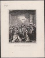 "Institution de L'Ordre du St. Esprit. (1er Janvier 1579)" (Szent Lélek-rend alapítása (1579 Január 1.), Paris, Furne, metszet, kissé foltos, 16x13 cm, lap: 27x21 cm
