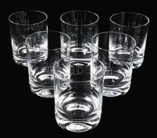 cca 1930 Gyümölcspárlatos pohár garnitúra, 6 darab pohár, csiszolt mintás tálcán, hibátlan, 30x15 cm...