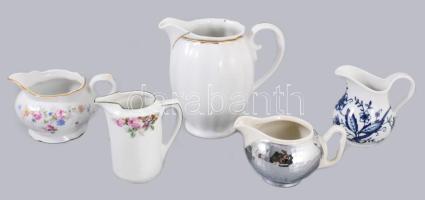 20 darabos klf porcelán tejkiöntő gyűjtemény, közte jó darabokkal, angol kiöntő, Meissen, antik dara...