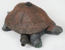 Öntöttvas teknős figurális locsoló, cső rászerelhető, hibátlan, h: 28 cm