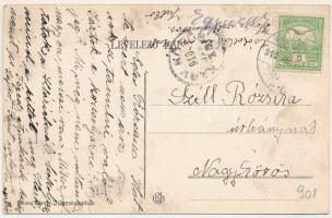 1910 Nagyszalonta, Salonta; Kossuth tér, Kossuth Lajos szobor, Szilágyi és Társa üzlete. Döme Károly...