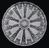 Gazdagon csiszolt ólomkristály kínáló, jelzés nélkül, hibátlan, d: 29,5 cm