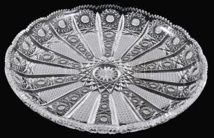 Gazdagon csiszolt ólomkristály kínáló, jelzés nélkül, hibátlan, d: 29,5 cm