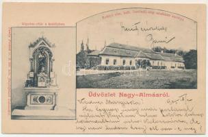 1905 Nagyalmás, Almasu Mare; Erdélyi római katolikus ösztöndíjalap uradalom kastélya, kápolna oltár a kastélyban. Dunky Fivérek cs. és kir. udvari fényképészek / castle, chapel altar, interior. Art Nouveau (apró szakadás / tiny tear)