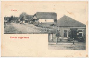 Nagyalmás, Almasu Mare; Fő utca, Karácsonyi János üzlete és saját kiadása / main street, publisher's shop (fl)