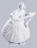 Herendi Déryné porcelán figura, fehér mázas, jelzett, hibátlan, m: 36 cm