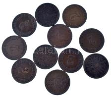 Német Birodalom 1874-1911. 2pf Cu (11xklf) T:XF-VF German Empire 1874-1911. 2 Pfennig Cu (11xdiff) C:XF-VF