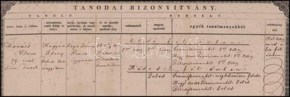 1848 Bölcsészkari bizonyítvány Jedlik Ányos (1800-1895) természettudós, Purgstaller (Palotai) József...