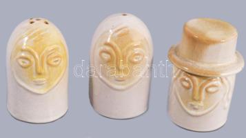 Retro 3 részes arcmintás fűszerkínáló szett, m: 9 cm