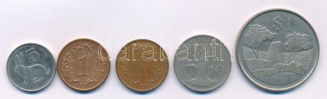 Zimbabwe 1980-1991. 1c-1$ (5xklf) T:XF,VF
Zimbabwe 1980-1991. 1 Cent - 1 Dollar (5xdiff) C:XF,VF
