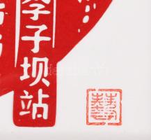 Tradicionális kínai papírkivágás kép, dobozában