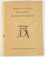 Wölfflin, Heinrich: Die Kunst Albrech Dürer. München, Verlag F. Bruckmann. Lauffer Tivadar antikváriumának címkéjével. Kiadói félvászon kötés, kissé kopottas állapotban.