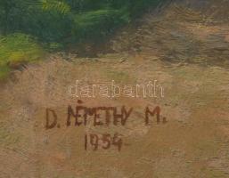 D. Némethy Miklós (1880-?), 2 db mű: Parkrészletek, 1954 és Család gyerekekkel a zöldben. Olaj, kart...