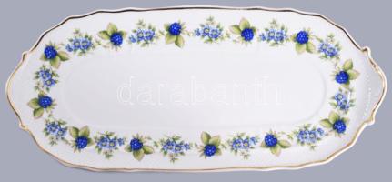 Hollóházi áfonya mintás süteményes készlet. Kézzel festett, jelzett, hibátlan, 18 cmm 40 cm