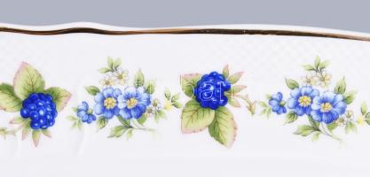 Hollóházi áfonya mintás süteményes készlet. Kézzel festett, jelzett, hibátlan, 18 cmm 40 cm