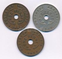 Dél-Rodézia 1939-1951. 1p "VI. György" (3xklf) T:XF,VF Southern Rhodesia 1939-1951. 1 Penny "George VI" (3xdiff) C:XF,VF