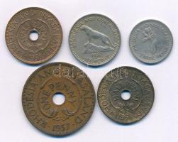 Rodézia és Nyaszaföld 1957-1958. 1/2p-6p "II. Erzsébet" (5db, 4xklf) T:XF,VF Rodézia és Nyaszaföld 1957-1958. 1/2 Penny - 6 Pence "Elizabeth II" (5pcs, 4xdiff) C:XF,VF