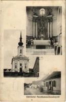 1913 Fazekaszsaluzsány, Hrnciarske Zaluzany; templom belső, utcakép / church interior, street view (fl)