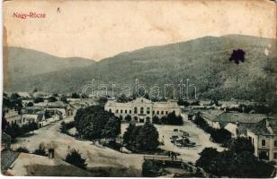 Nagyrőce, Nagy-Rőcze, Gross-Rauschenbach, Velká Revúca; Fő tér, vendéglő, étterem, Groszman Samu üzlete. Ifj. Rábely Miklós kiadása / main square, restaurant, shops (fl)