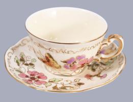 Zsolnay pillangó mintás mokkás készlet. Hat személyes. Kézzel festett, jelzett, hibátlan