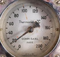 Régi ipari hőmérő. Franciaország. d: 8 cm krómozott kerettel