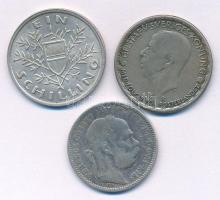 1895KB 1K Ag "Ferenc József" + Ausztria 1925. 1Sch Ag + Svédország 1947. 1K Ag "V. Gu...