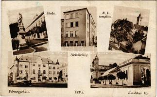 1944 Léva, Levice; Római katolikus templom, zárda, Járásbíróság, Vármegyeháza, Katolikus kör. Foto Hajdu / Catholic church, nunnery, court, county hall (fa)