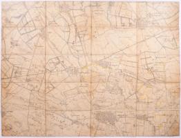 ca 1900 Gyöngyös és környéke katonai térkép, vászonra kasírozva 76x58 cm