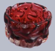 Cseh anyagában színezett üveg asztaldísz, terv: Pavel Hlava (1963-). Kopással, 12x8 cm