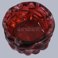 Cseh anyagában színezett üveg asztaldísz, terv: Pavel Hlava (1963-). Kopással, 12x8 cm