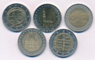 Német Szövetségi Köztársaság 2006-2009. 2E (5xklf) forgalmi emlékpénz T:AU,XF Germany 2006-2009. 2 Euros (5xdiff) circulating commemorative coins C:AU,XF