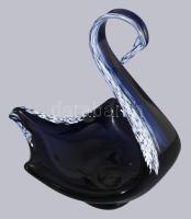 Királykék üveg hattyú ékszertartó, hibátlan, m: 20 cm