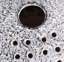 Ikebana váza. Komlós Testvérek terve alapján. Mázas kerámia, jelzett, hibátlan, 21x16 cm