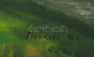 Mészáros jelzéssel: Gyerekek a patakparton, 1956. Olaj, karton. Dekoratív fakeretben. 50x60 cm