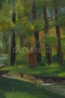 Mészáros jelzéssel: Gyerekek a patakparton, 1956. Olaj, karton. Dekoratív fakeretben. 50x60 cm