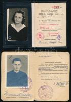 1947, 1951 2 db fényképes igazolvány a Pázmány Péter Tudományegyetem gyógyszerészhallgatója részére és papi igazolvány a Veszprémi egyházmegyei hatóság kiadásában