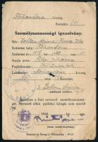 1945 Fábiánháza, személyazonossági igazolvány, kisebb sérülésekkel