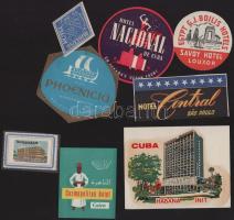cca 1960-1970 8 db hotelcímke tengerentúli városokból