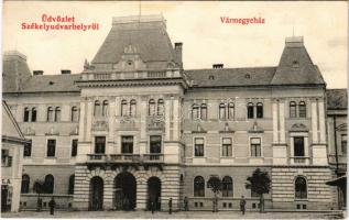 1910 Székelyudvarhely, Odorheiu Secuiesc; Vármegyeháza. Zabolai Székely Dénes kiadása / county hall (fl)