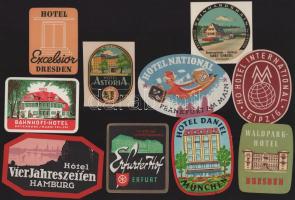 cca 1960-1970 10 db hotelcímke német városokból