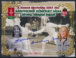 2025 A Nemzet sportolója Sákovicsné Dömölky Lídia dedikált emlékív piros Nr.: 00010 sorszámmal sorszámmal
